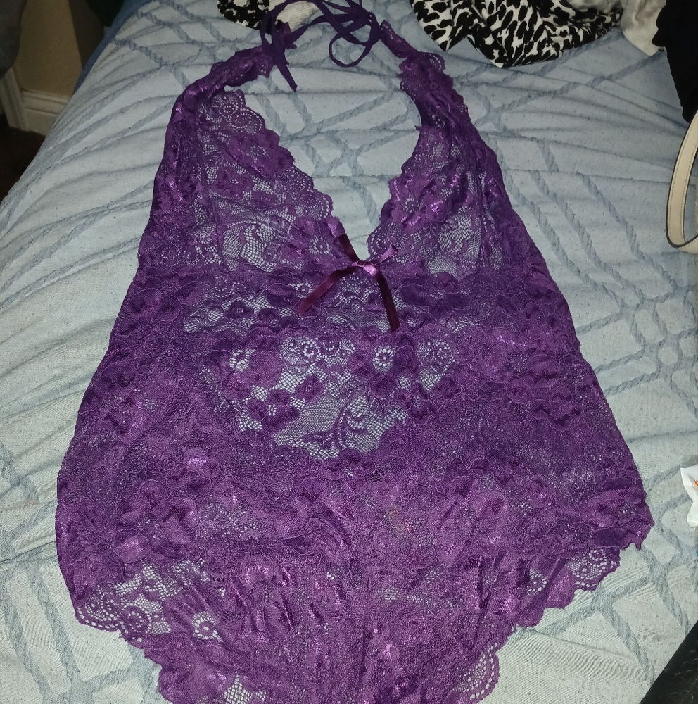 Purple lace teddy